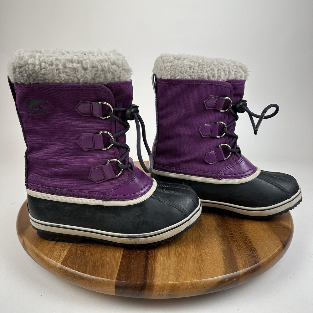 Big Kids Girls Sorel Yoot Pac Purple Waterproof Winter Snow Boots Size‎ 2 Y GUC